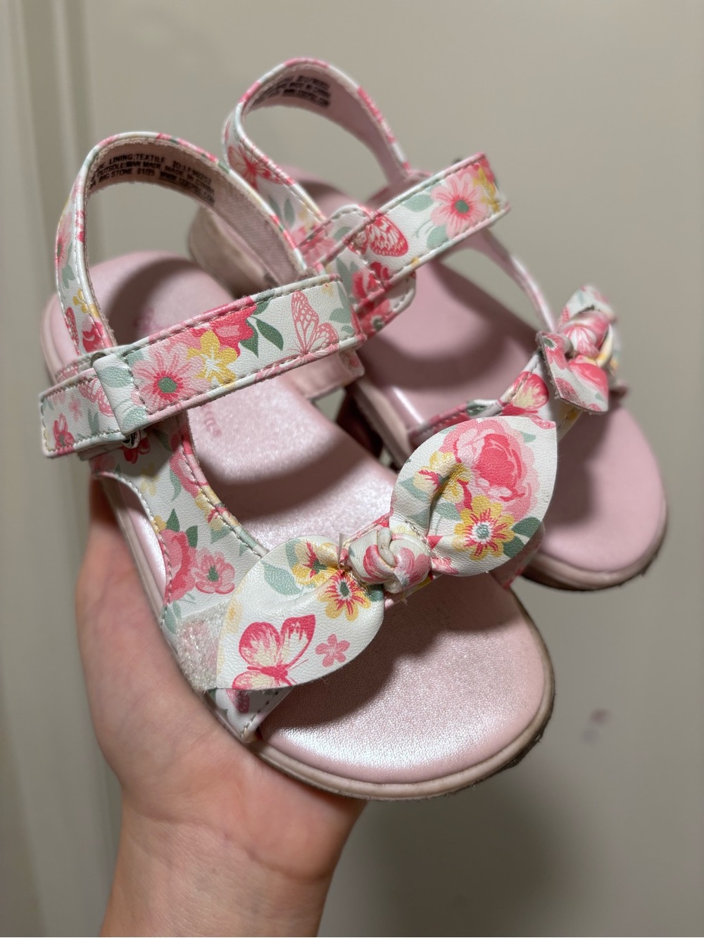 Girls' Pink Floral Bow Sandals - Kids Shoes
